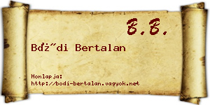 Bódi Bertalan névjegykártya